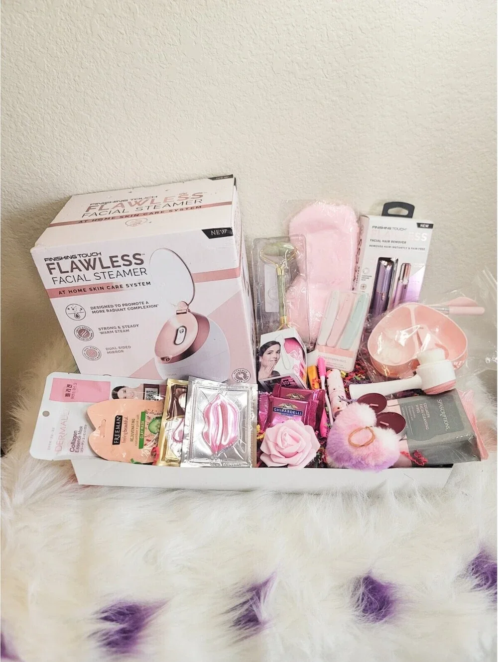Women Selfcare Gift Box with Facial Steamer and Skincare Set